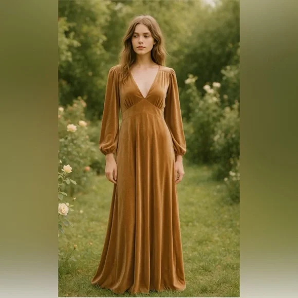 Baltic Born Erika Velvet Maxi Dress Romantic Mauve Size M - Picture 11 of 11